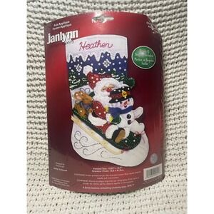 Janlynn Christmas Fun Felt Applique Stocking Kit Santa Snowman 090-0051 NEW